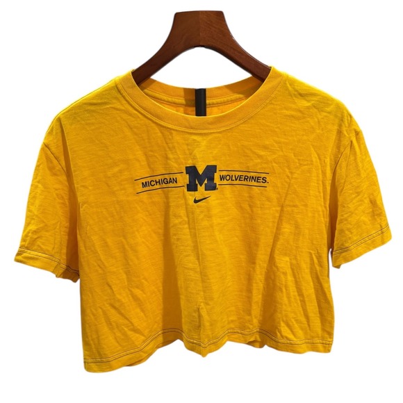 Nike Tops - Nike Michigan Wolverines Dri-FIT‎ Cropped T-Shirt Women's Size Medium Yellow